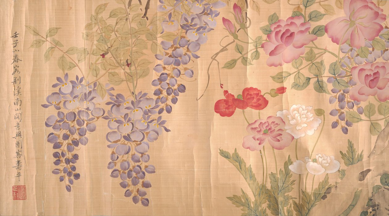 Roses et glycine, probablement 18ème-19ème siècle - Unbekannt