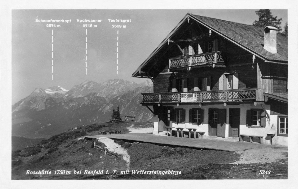 Rosshutte et les montagnes du Wettersteingebirge, près de Seefeld, Autriche, 20ème siècle - Unbekannt