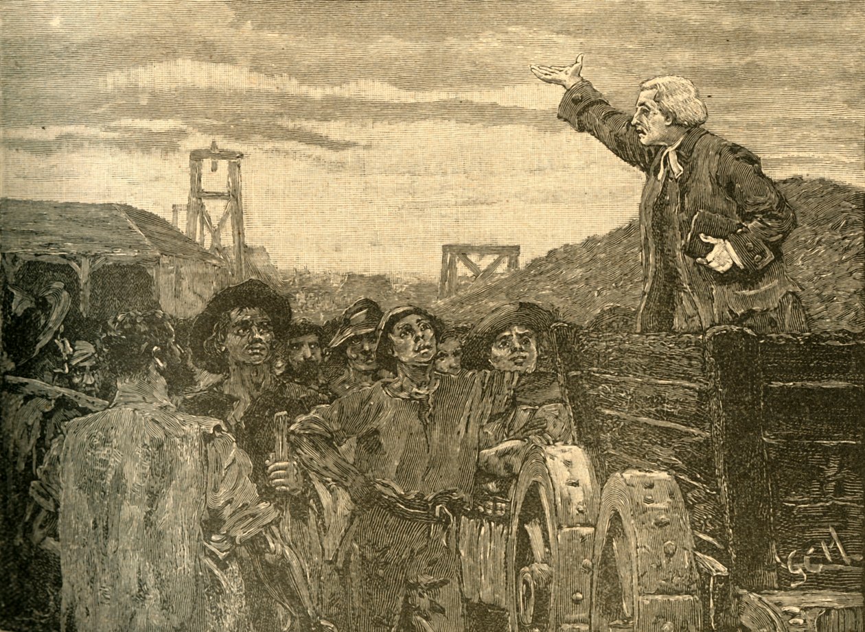 Rowland Hill prêchant aux mineurs de Kingswood, Bristol, vers 1772 - Unbekannt