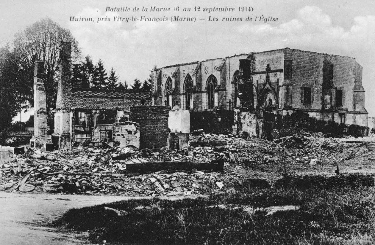 Église en ruines, Huiron, France, Bataille de la Marne, Première Guerre mondiale - Unbekannt