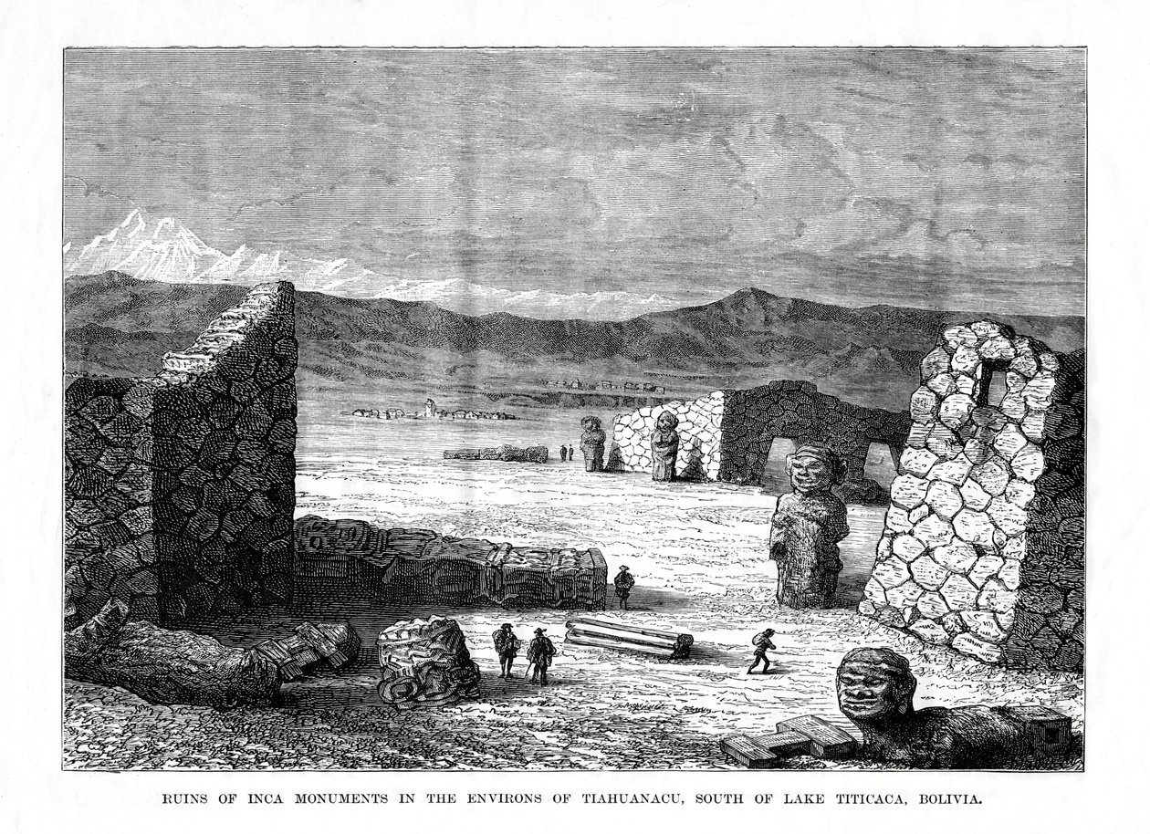 Ruines des monuments incas dans les environs de Tiahuanaco, au sud du lac Titicaca, Bolivie, 1877 - Unbekannt