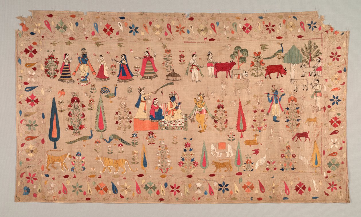 Rumal décoré de scènes de la vie de Krishna - Unbekannt
