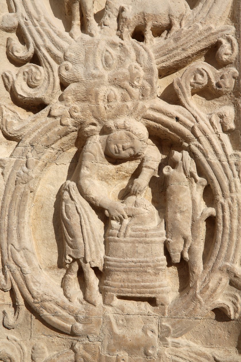 Basilique Saint-Denis. Portail central. Calendrier agricole, 20150919, Saint-Denis, France - Unbekannt
