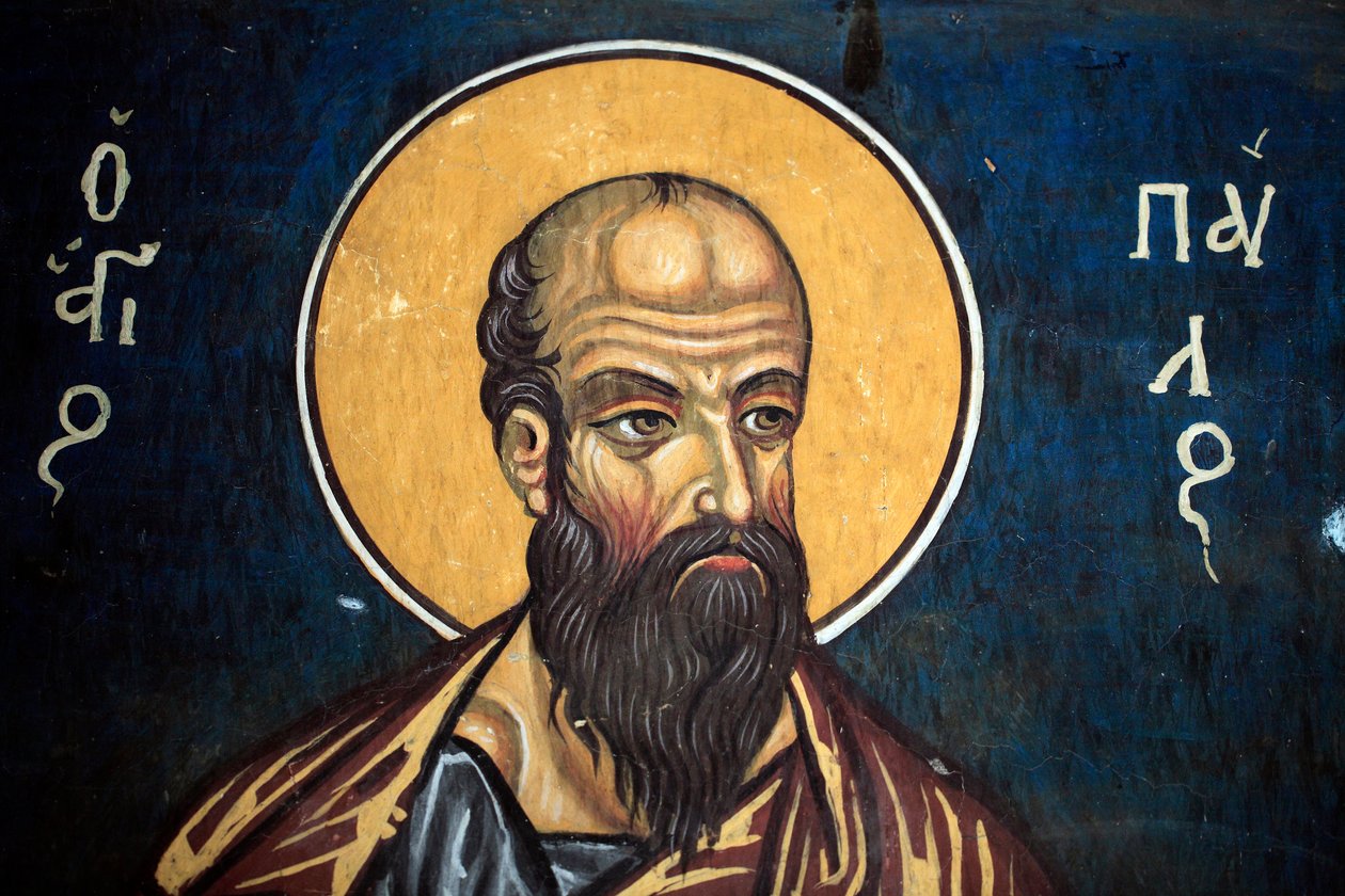 Saint Paul : Fresque byzantine du XIVe siècle (1332) Narthex, mur sud de l