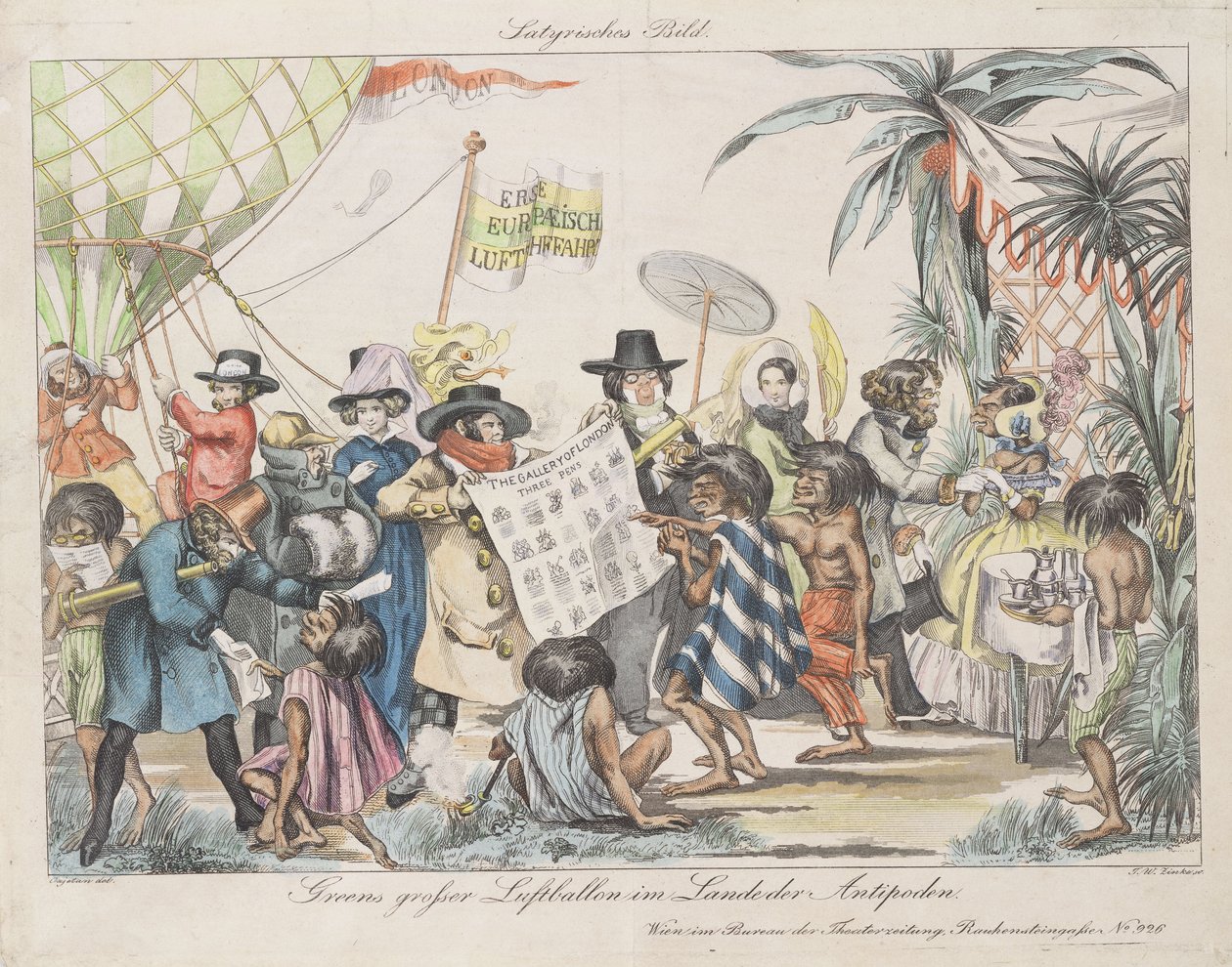 Croquis satirique de montgolfière - Unbekannt