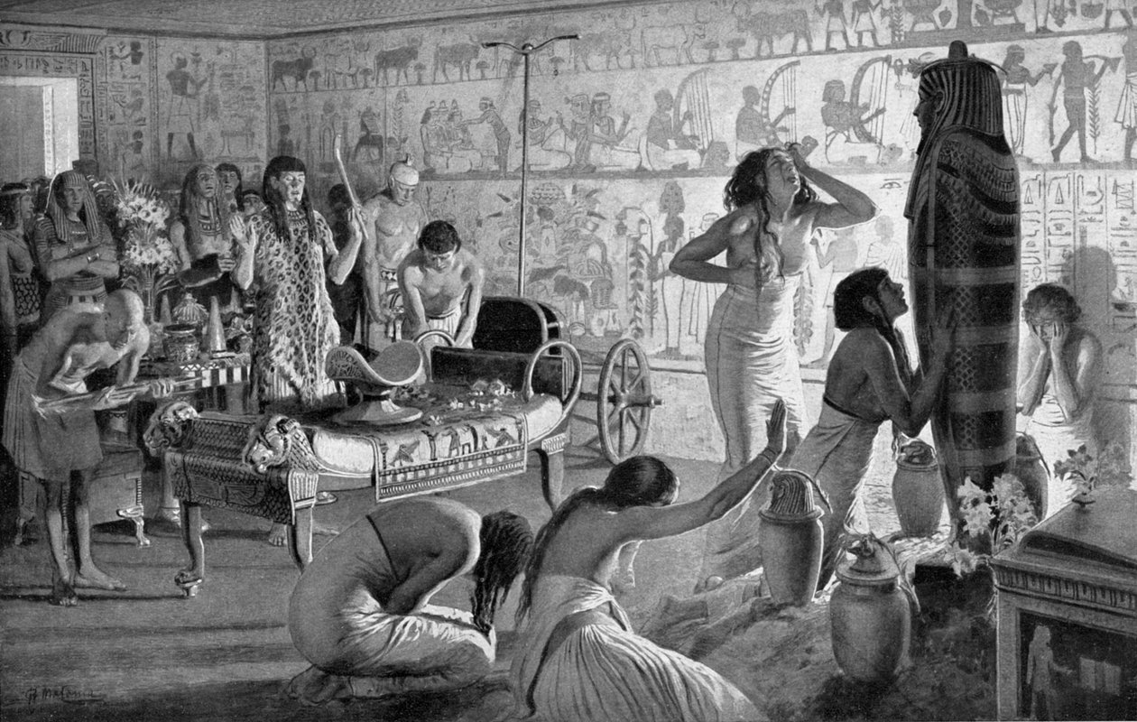 Scène de deuil au temple funéraire de Toutankhamon, Égypte, 1325 av. J.-C. - Unbekannt