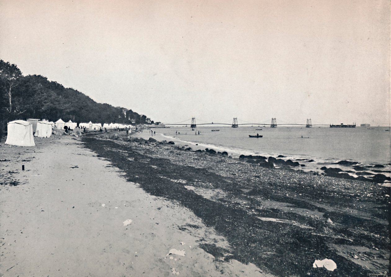 Vue sur mer - La plage de baignade et le pont suspendu, 1895 - Unbekannt