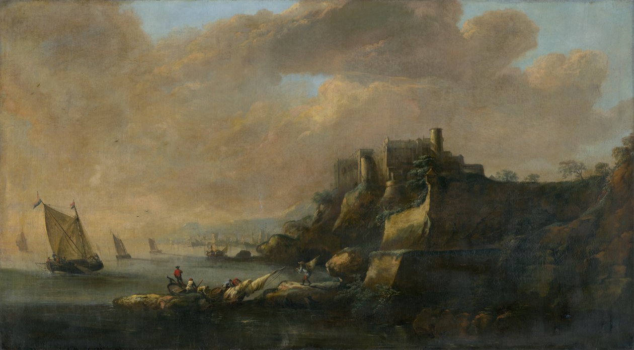 Paysage marin avec un château - Unbekannt