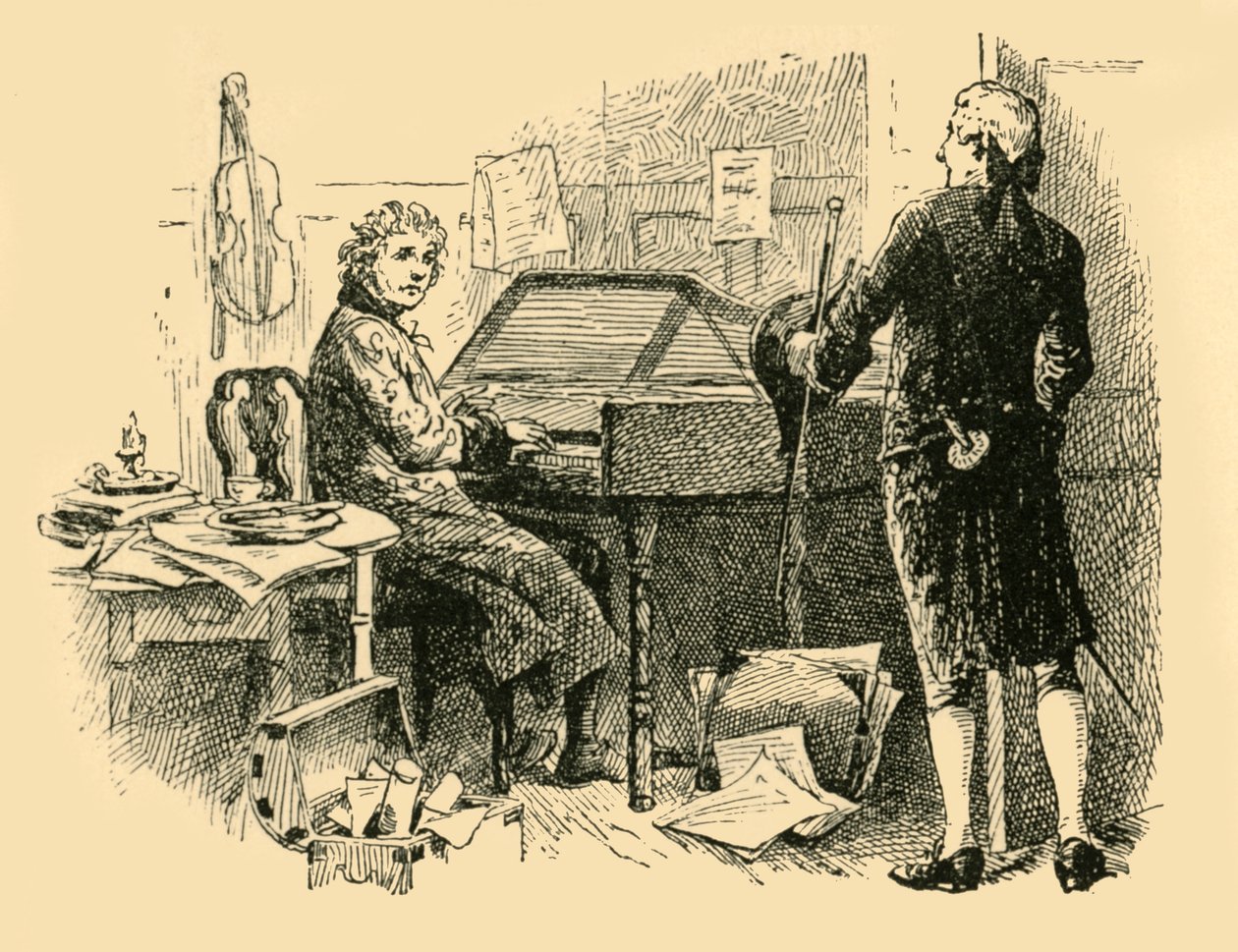 Assis devant un vieux piano usé, 1907 - Unbekannt