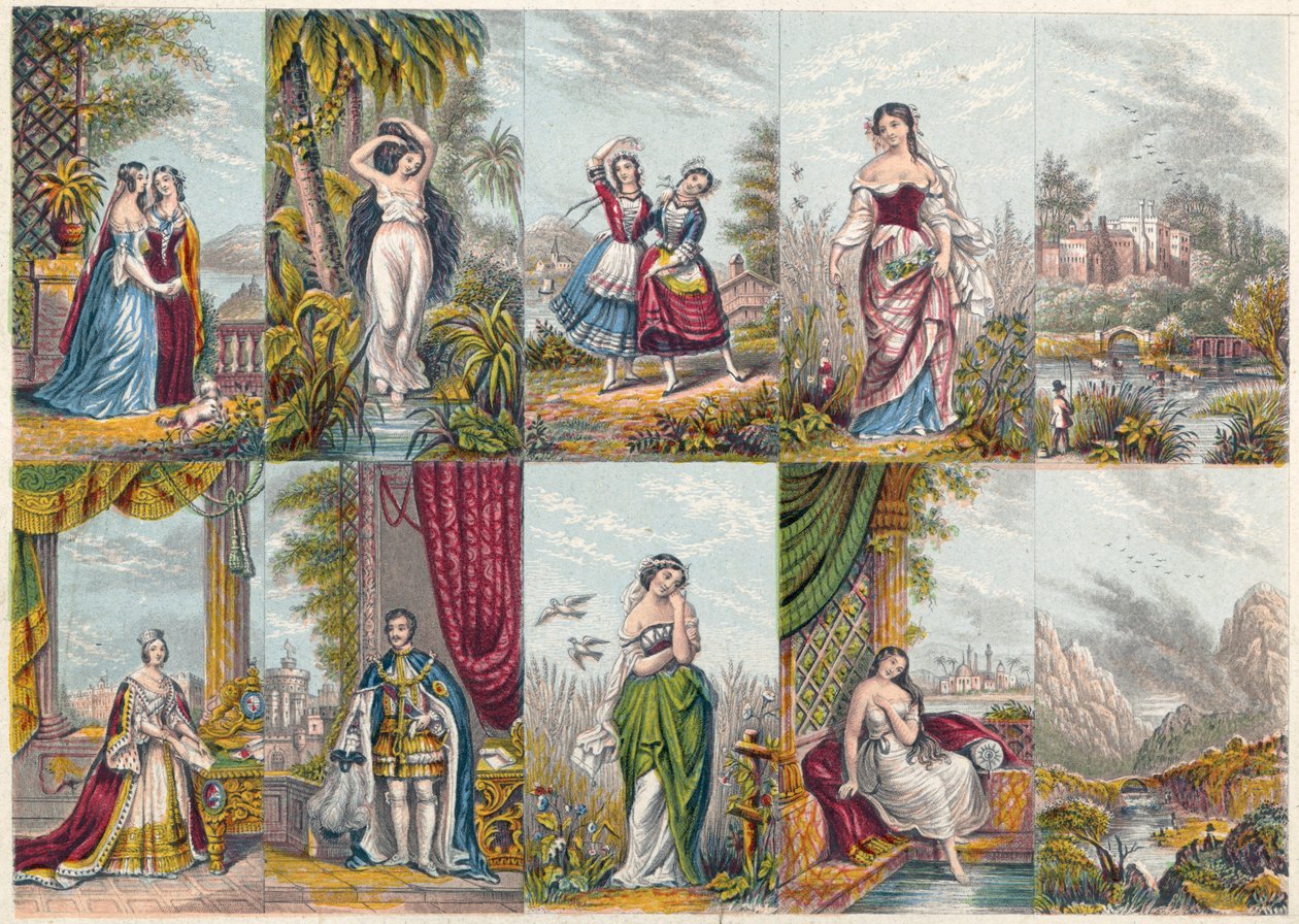 Série de vues et figures, y compris un portrait de la reine Victoria et du prince Albert, 1851 - Unbekannt