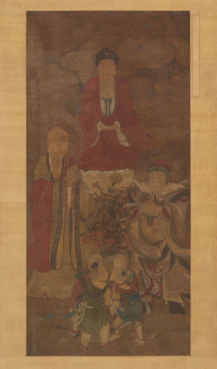 Shakyamuni avec luohan, roi céleste et garçons, début du 17e siècle - Unbekannt