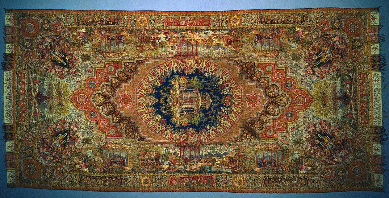 Châle avec scènes de genre, 1875-1899 - Unbekannt