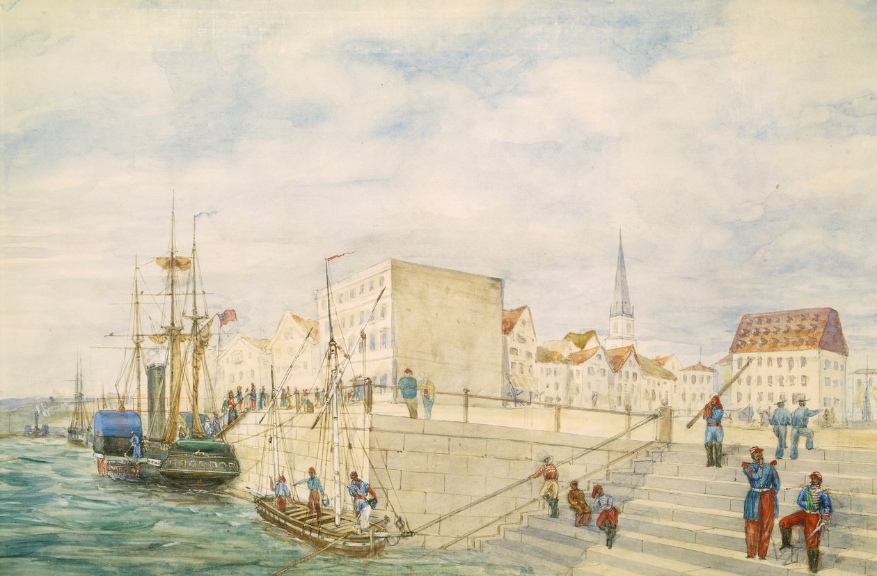 Navires dans un port, partie du panorama de Londres à Hong Kong - Unbekannt