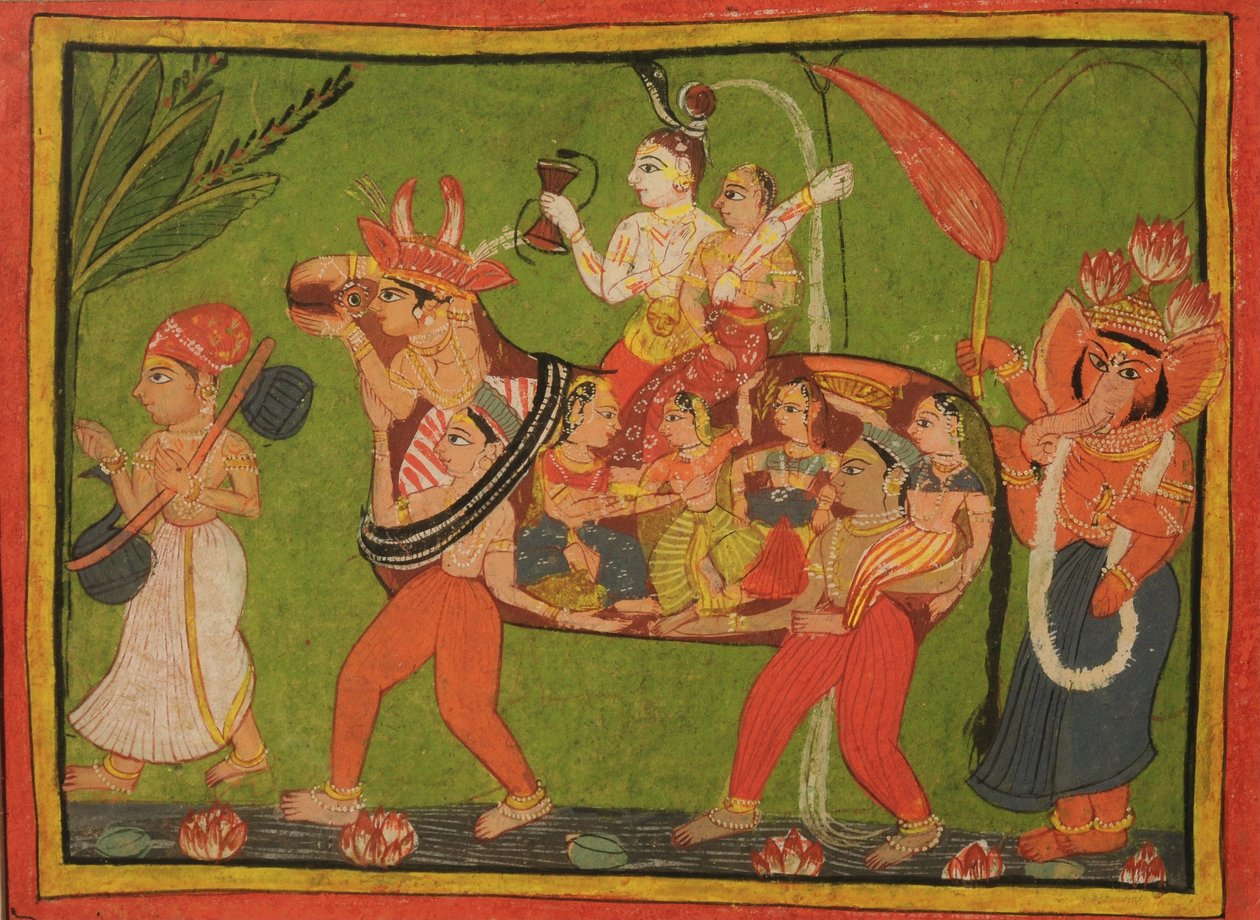 Shiva et Parvati sur une vache composite faite de femmes assemblées - Unbekannt