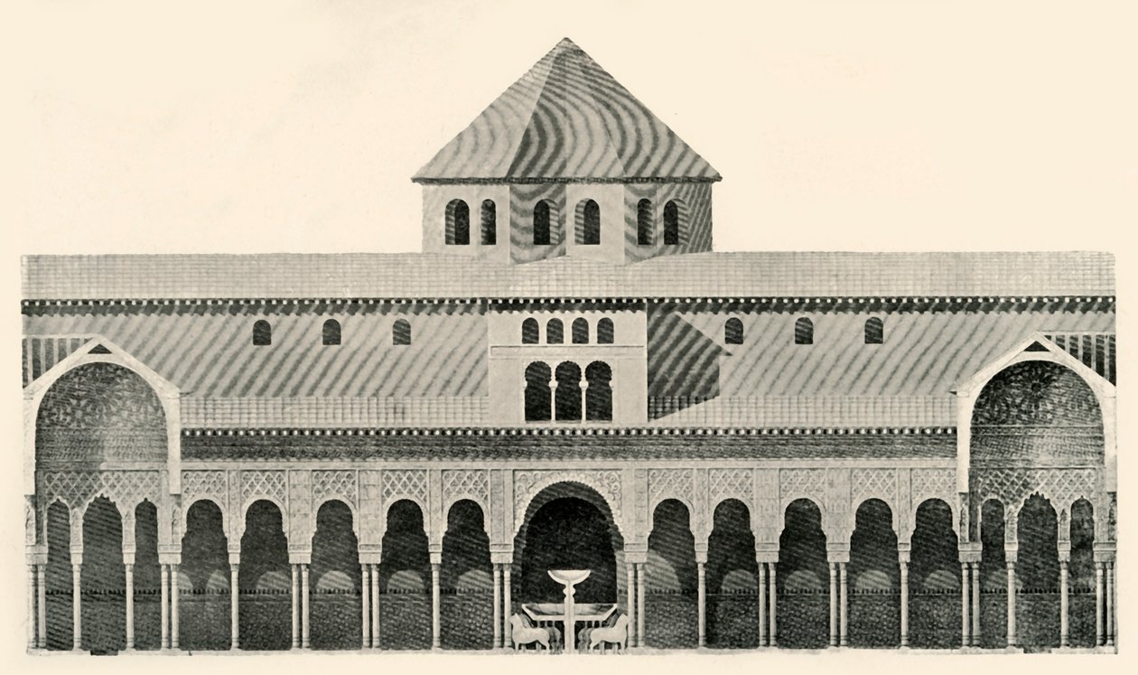 Élévation latérale de la Cour des Lions et Fontaine, 19e siècle, 1907 - Unbekannt