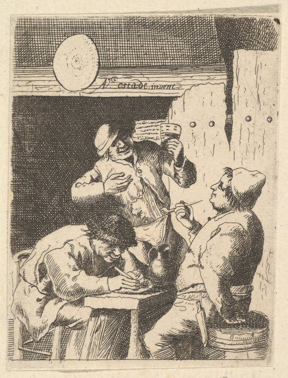 Chanteur debout entre deux fumeurs, 1610-85 - Unbekannt