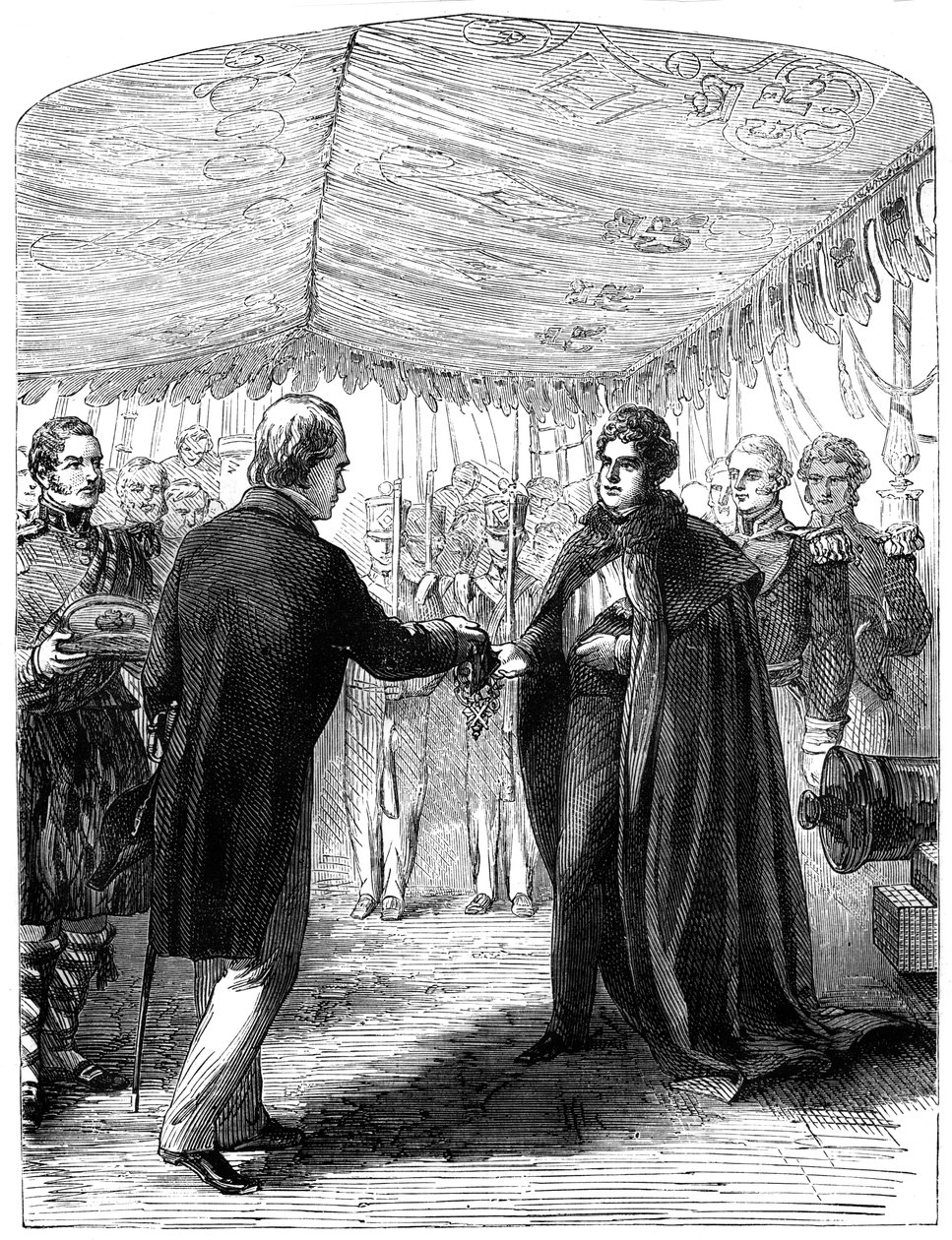 Sir Walter Scott présentant la Croix de Saint-André au roi George IV - Unbekannt