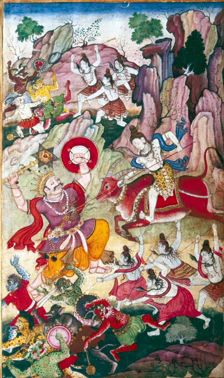 Siva détruit le démon Andhaka, manuscrit Harivamsa, Mughul, vers 1590 - Unbekannt