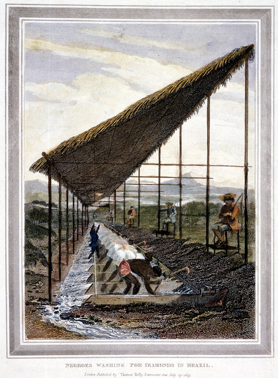 Esclaves lavant des diamants surveillés par des superviseurs avec des fouets, Brésil, 1815 - Unbekannt