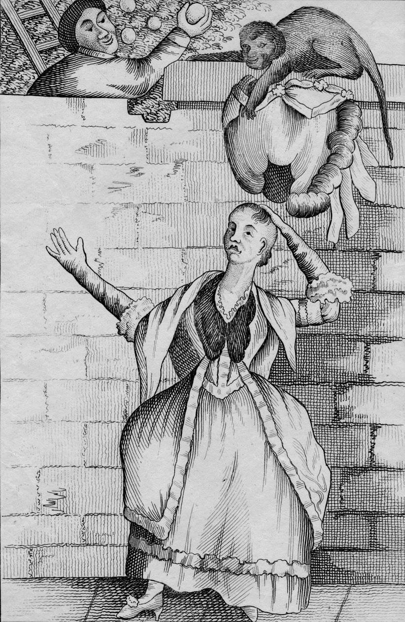 Tour de passe-passe par un singe - ou la tête de la dame déchargée, vers 1812 - Unbekannt