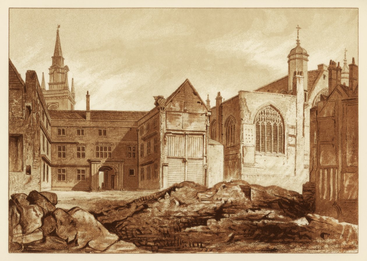 Vue sud-est de la chapelle Guildhall et de Blackwell Hall, Londres, 1886 - Unbekannt