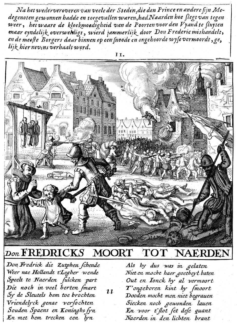 Troupes espagnoles incendiant des bâtiments et massacrant pendant la domination espagnole aux Pays-Bas, 1567-73 - Unbekannt