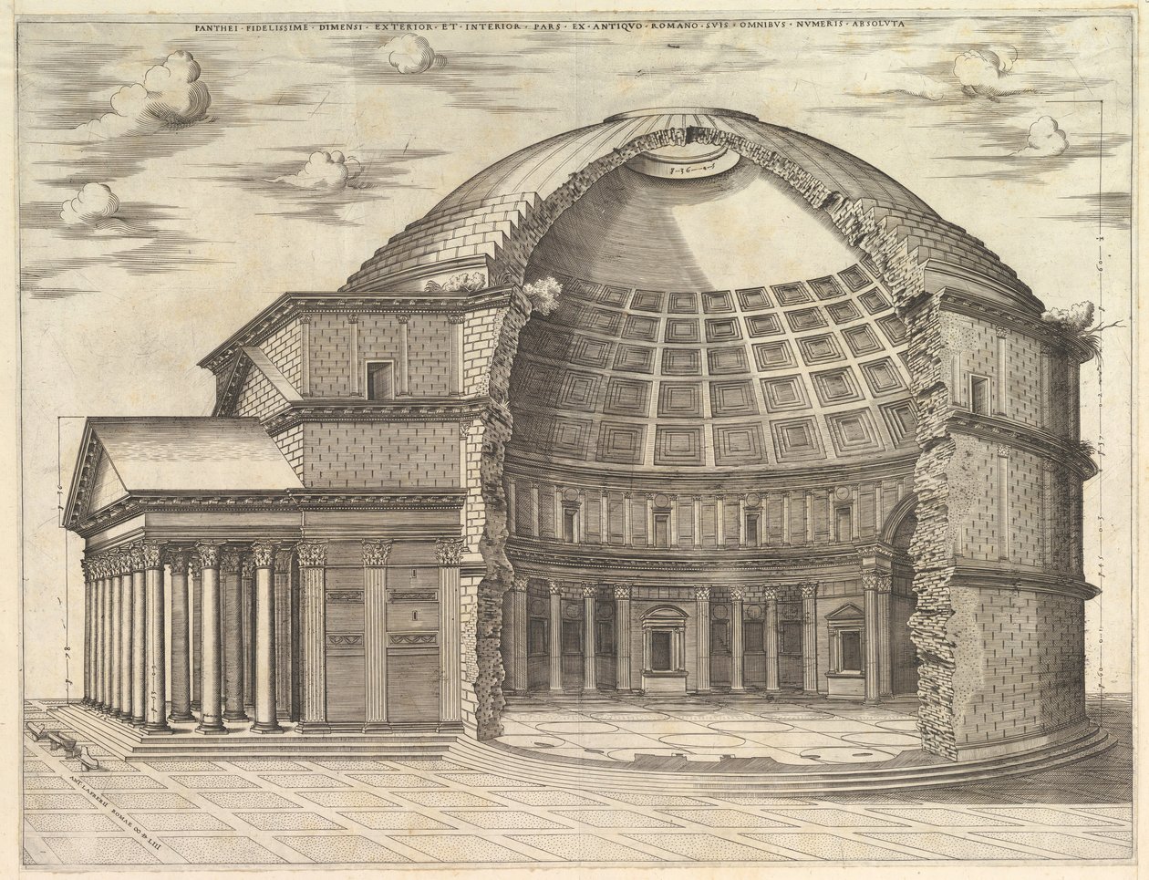Speculum Romanae Magnificentiae: Le Panthéon, brisé pour montrer l