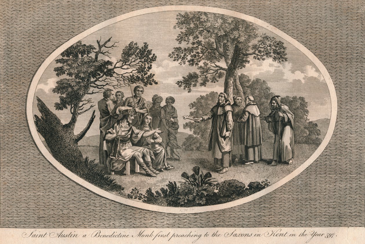 Saint Augustin, moine bénédictin, prêchant pour la première fois aux Saxons dans le Kent, 597, 1793 - Unbekannt
