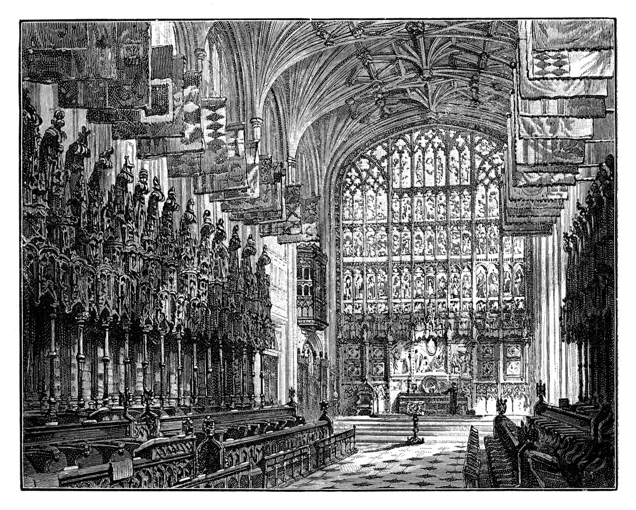 Chapelle Saint-Georges, Windsor, montrant la galerie royale et l