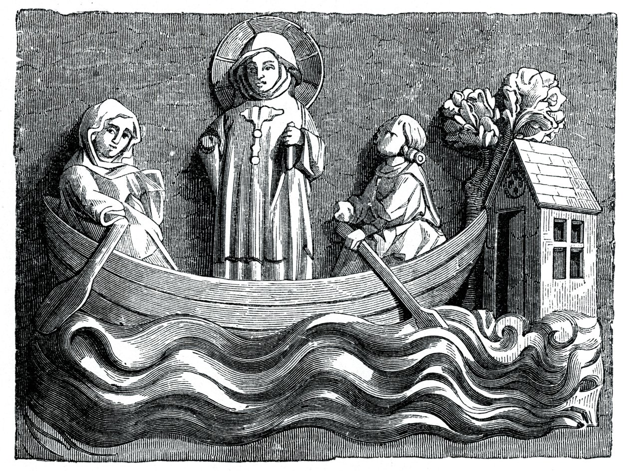 Saint Julien et Sainte Basilissa, sa femme, transportant le Christ dans leur bateau, 13ème siècle 1870 - Unbekannt