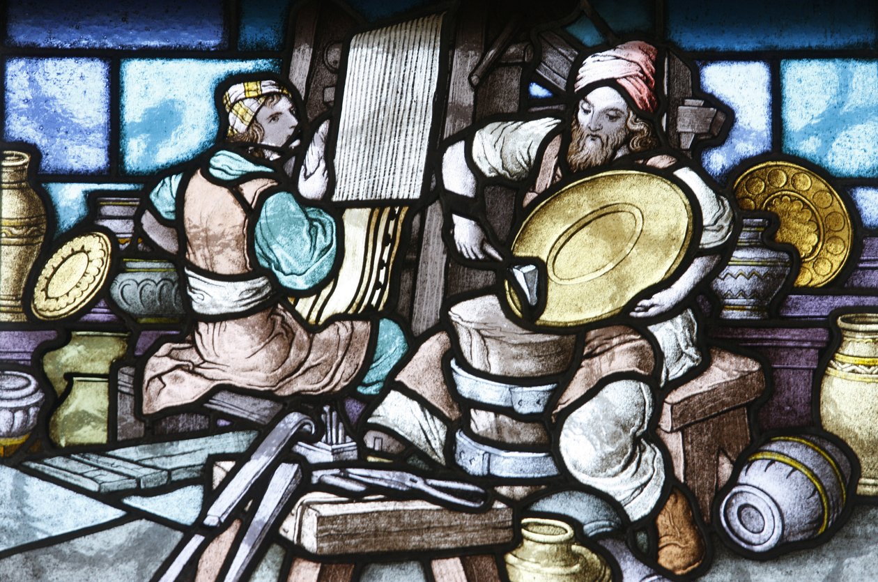 Vitrail : Construction du temple de Jérusalem, Budapest, Hongrie - Unbekannt