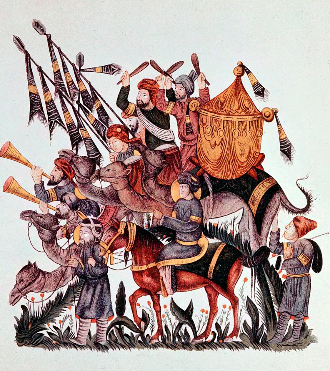 Porte-étendards, tambours et trompettes d