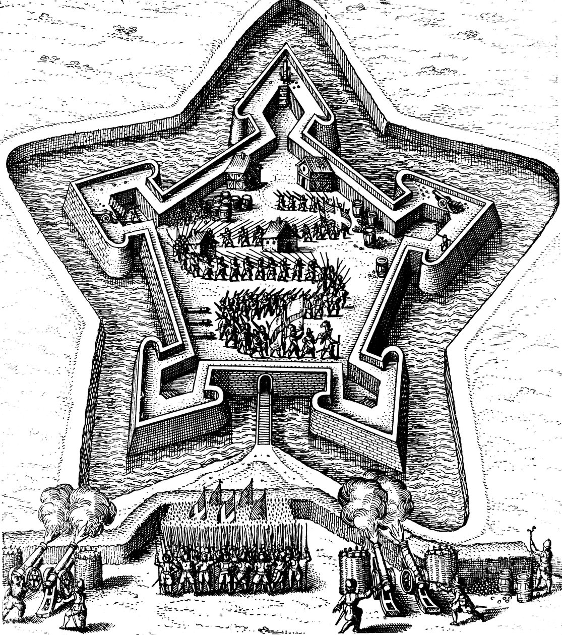 Fort étoilé défendu par un fossé sous siège, 1617-1619 - Unbekannt
