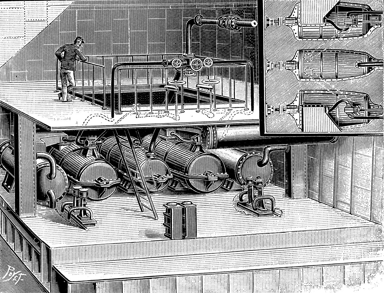 Turbines à vapeur installées dans le bateau à vapeur Queen de Douvres, 1904 - Unbekannt
