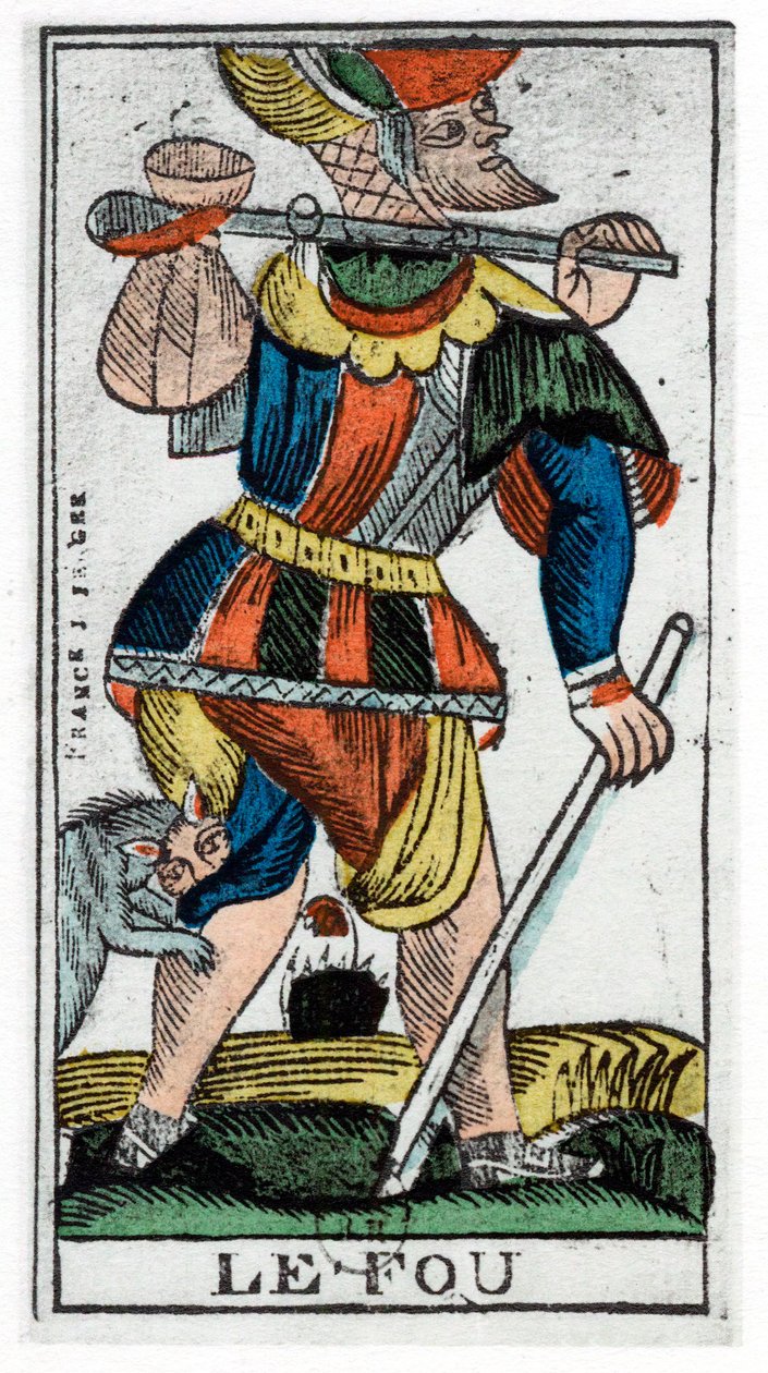 Carte de tarot du Fou, Tarot de Jergot, 17e siècle - Unbekannt