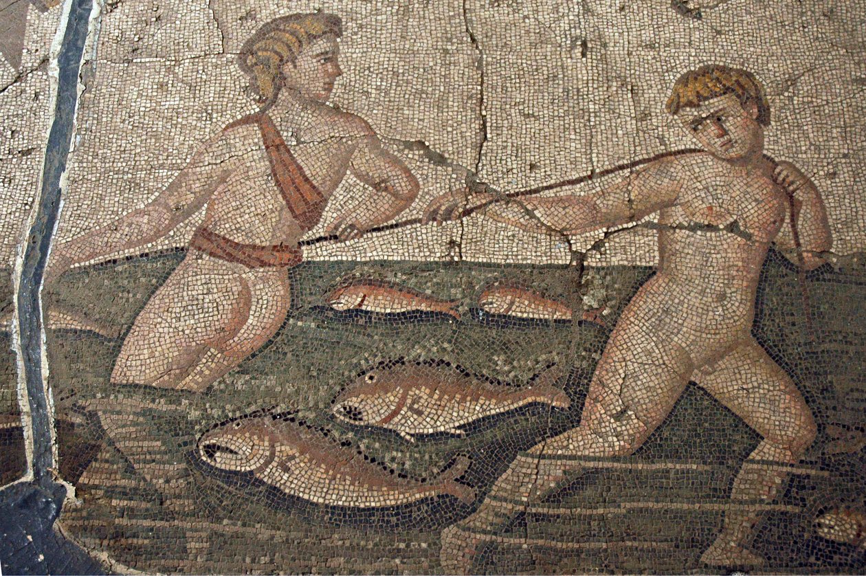 Thalasse et les pêcheurs nus, mosaïque de Vakto, détail, Turquie - Unbekannt