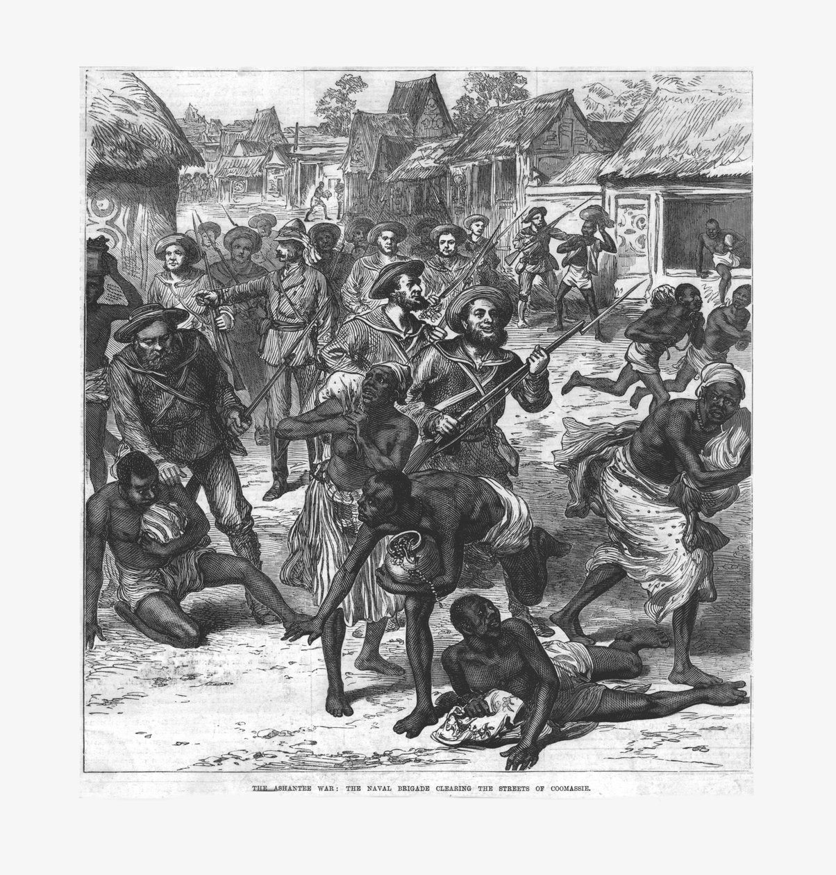 La guerre Ashantee : la brigade navale dégageant les rues de Coomassie, 1874 - Unbekannt
