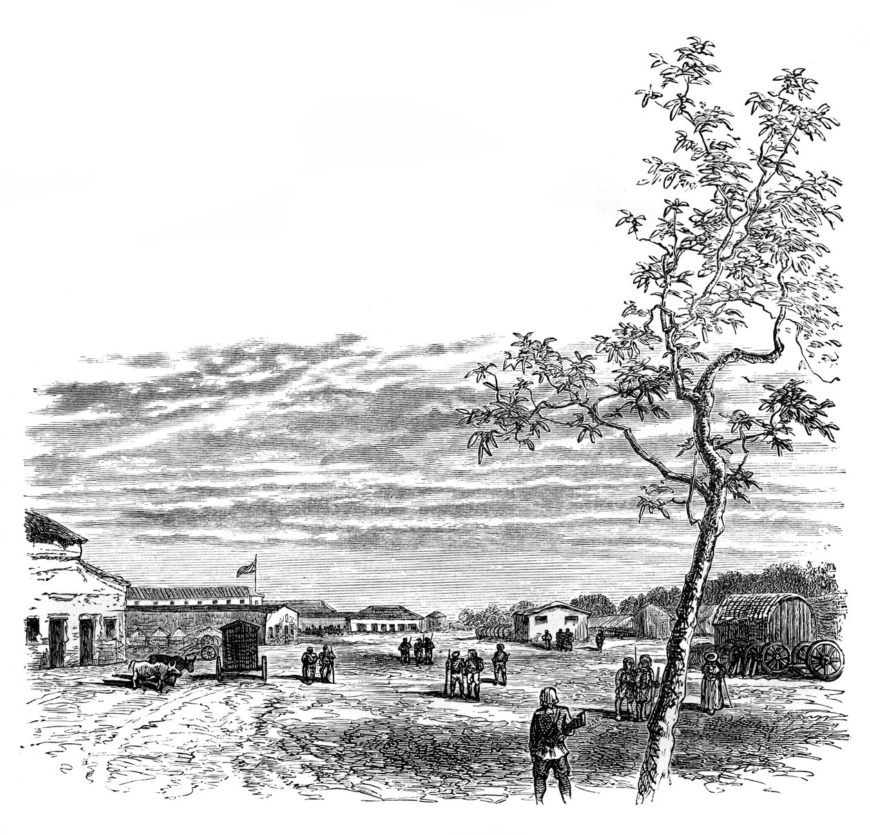 Les casernes de Meerut, Inde, vers 1850, 1888 - Unbekannt