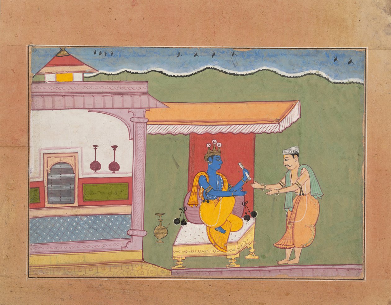 Le Brahmane Remet la Lettre de Rukmini à Krishna...d