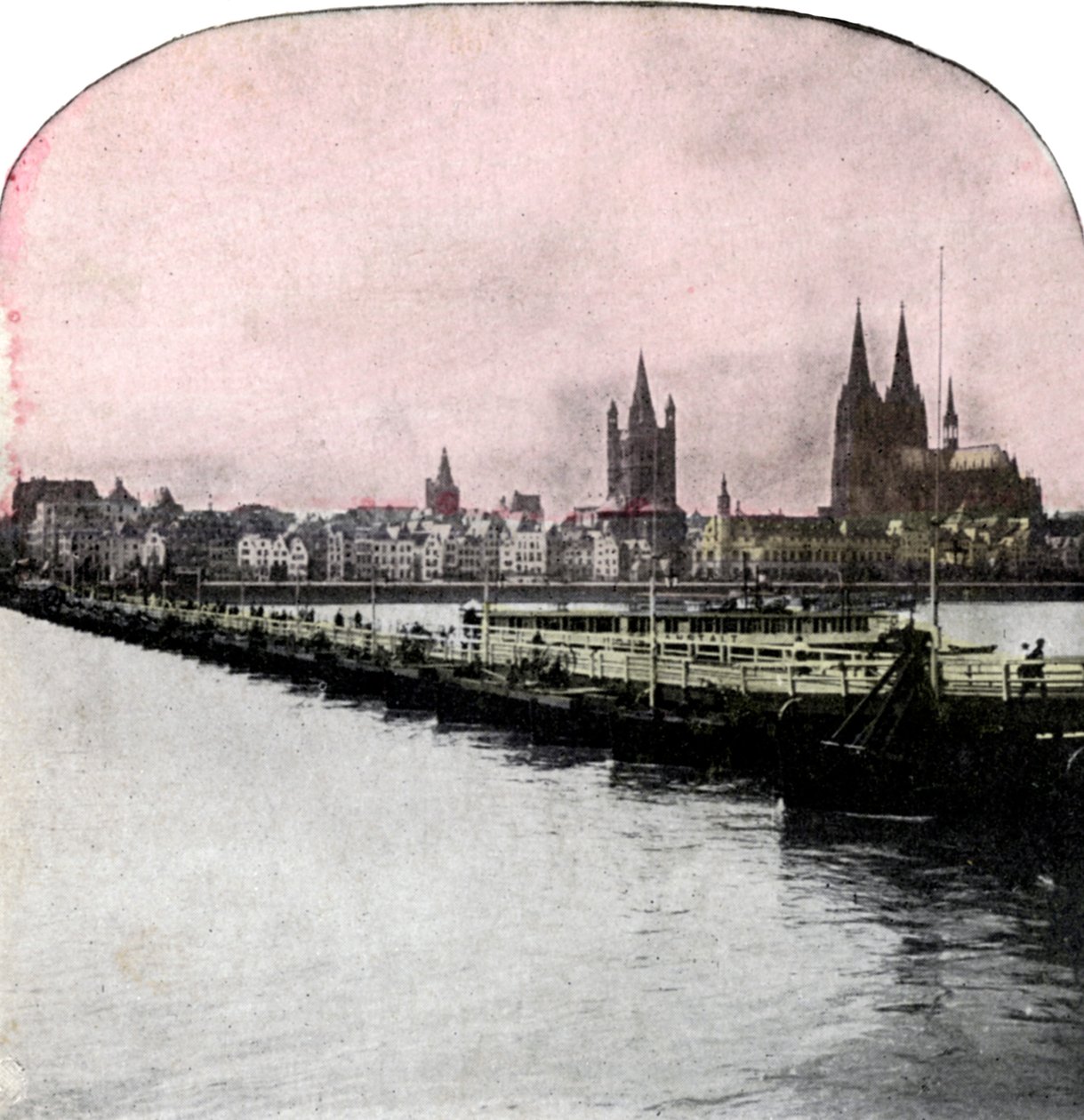 Le pont de bateaux sur le Rhin, Cologne, Allemagne, début du 20e siècle - Unbekannt