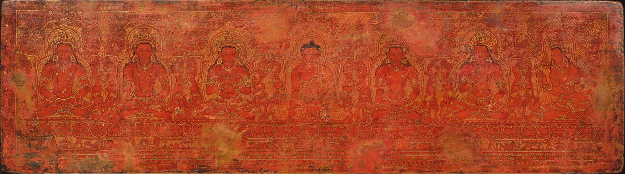 Le Bouddha Shakyamuni, les cinq Bouddhas passés et Maitreya, vers le 15e siècle - Unbekannt