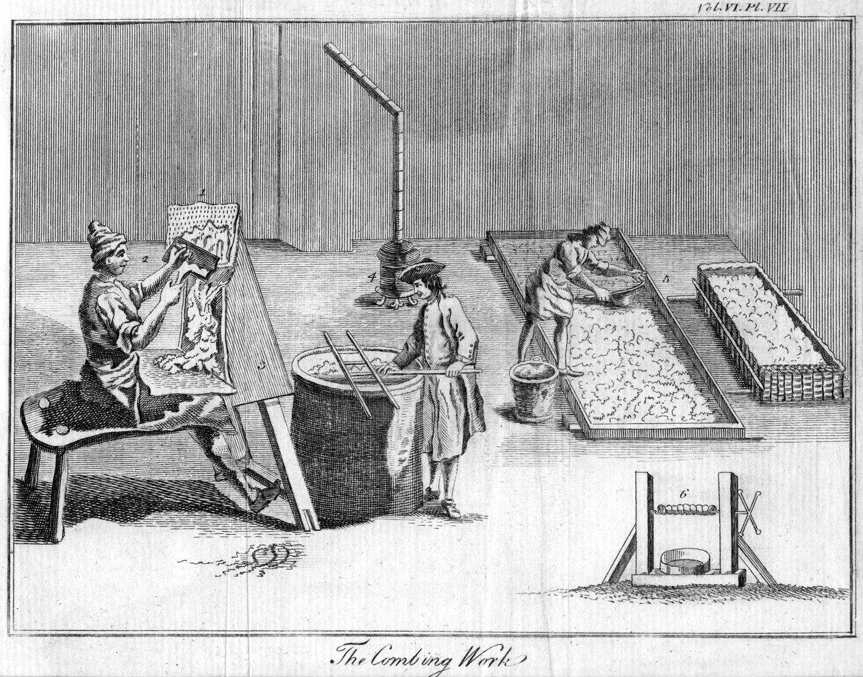 Le peignage, vers 1750 - Unbekannt
