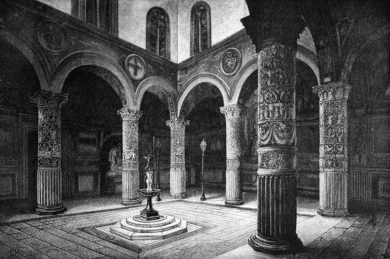La cour du Palazzo Vecchio, Florence, Italie, 1882 - Unbekannt