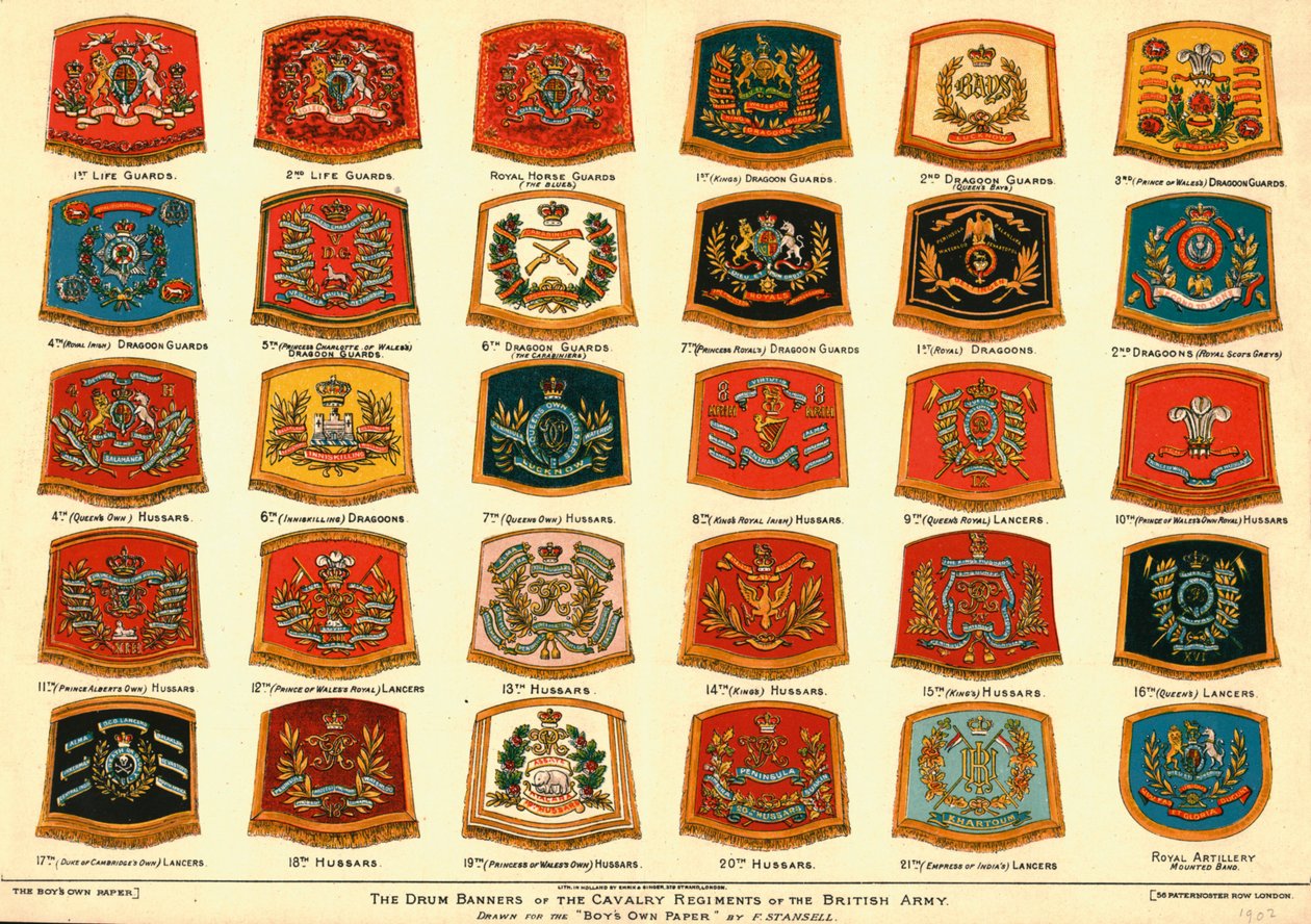 Les bannières de tambour des régiments de cavalerie de l