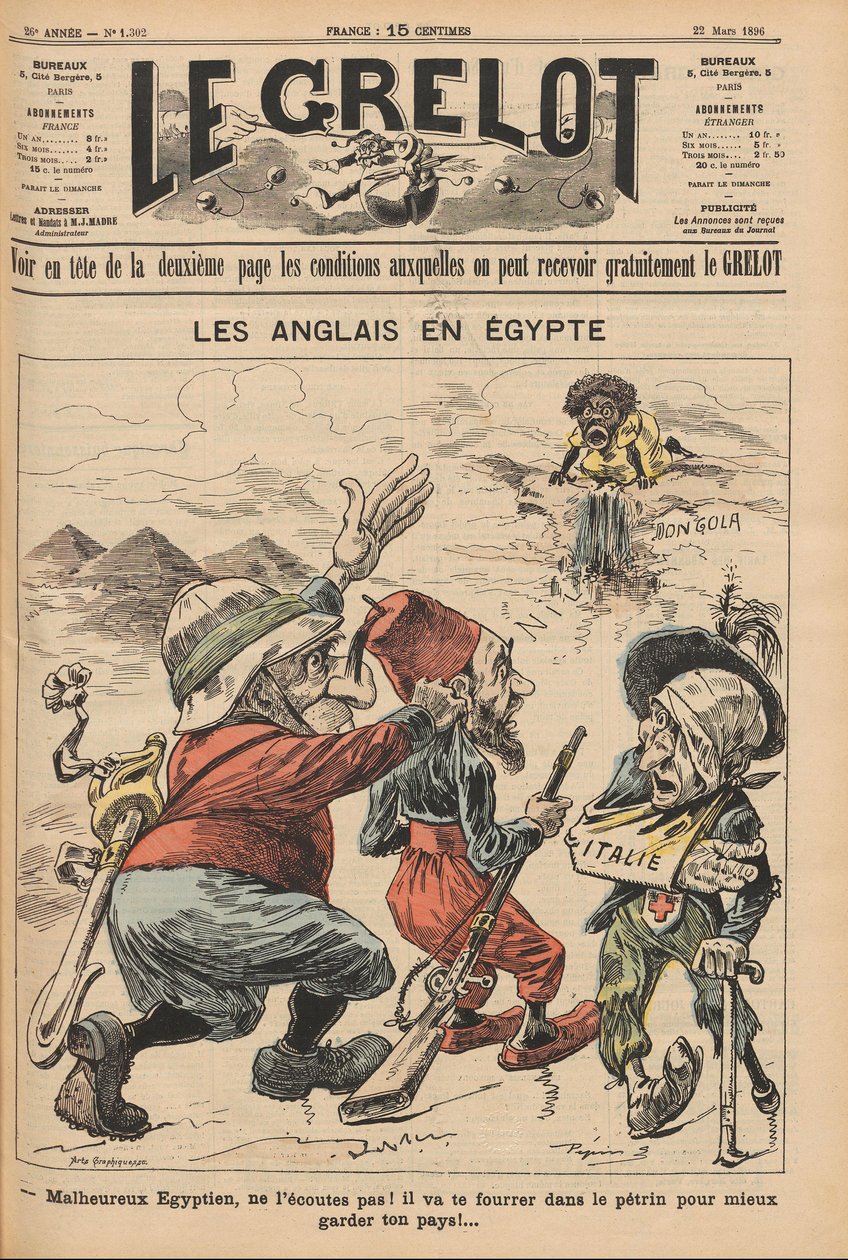 Les Anglais en Égypte. Caricature de Le Grelot, 22 mars 1896, 1896 - Unbekannt