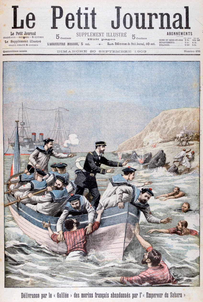 Le croiseur français de la classe Linois Galilée sauvant des marins français, 1903 - Unbekannt