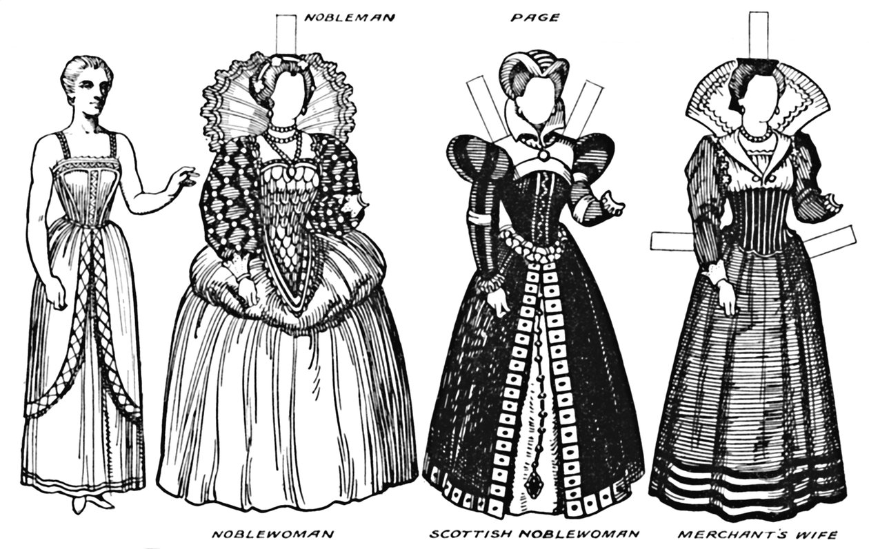 La Galerie du Costume Britannique : Robe portée à la fin du XVIe siècle, c. 1934 - Unbekannt