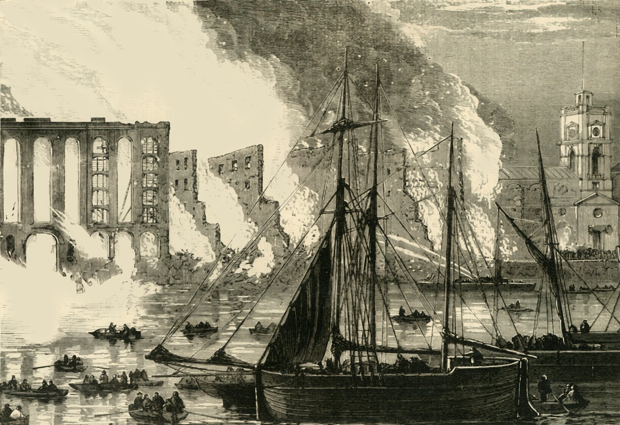Le grand incendie à Cottons Wharf, Tooley Street, 1861 - Unbekannt