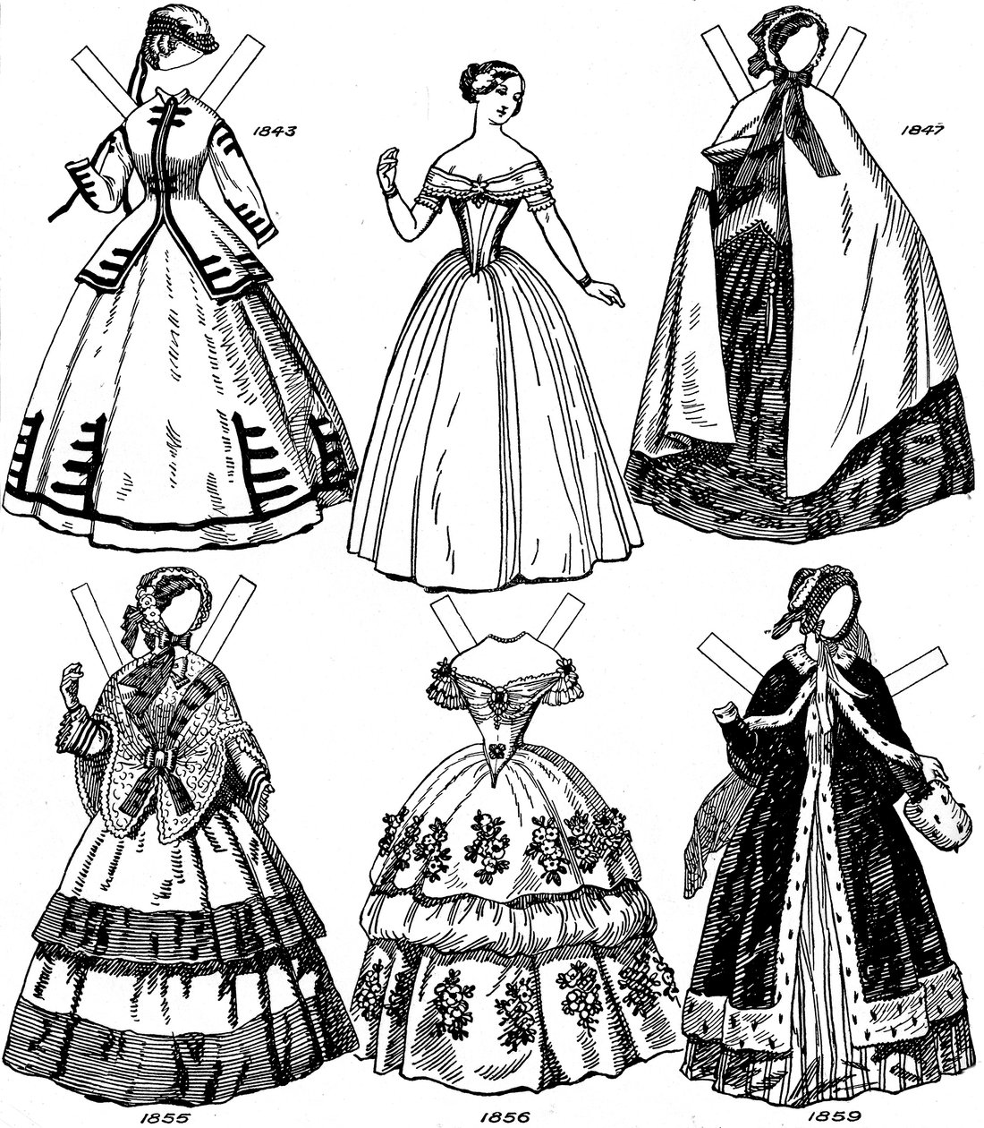 La Grande Galerie du Costume Britannique : Quelques modes féminines de 1843 à 1893, vers 1934 - Unbekannt