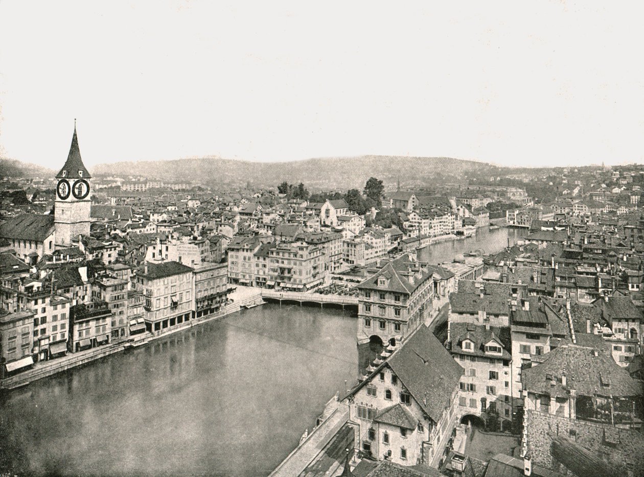 La Grosse Stadt et la Kleine Stadt divisées par la rivière Limmat, Zurich, Suisse - Unbekannt